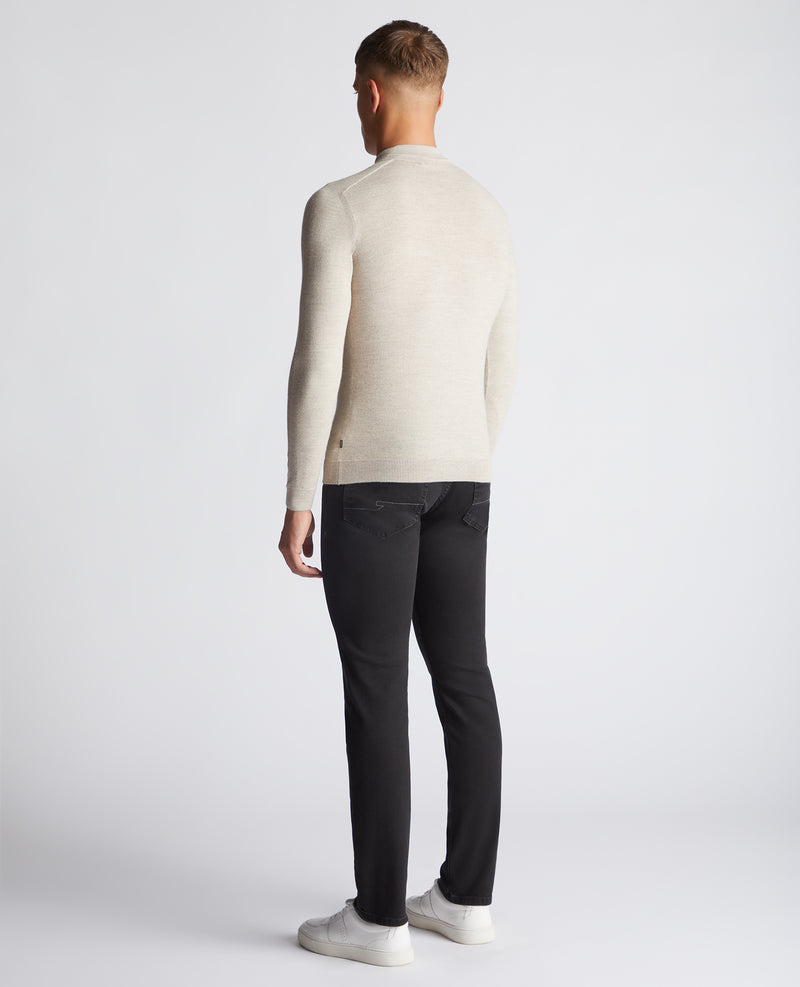 Long Sleeve Knit Polo - Stone