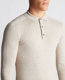 Long Sleeve Knit Polo - Stone