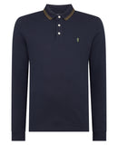 Branded Long Sleeve Polo - Navy/olive