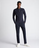 Branded Long Sleeve Polo - Navy/olive