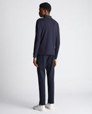 Branded Long Sleeve Polo - Navy/olive