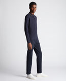 Branded Long Sleeve Polo - Navy/olive