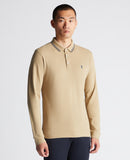 Branded Long Sleeve Polo - Stone