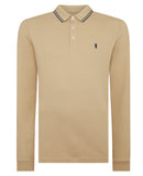 Branded Long Sleeve Polo - Stone