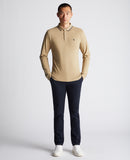 Branded Long Sleeve Polo - Stone