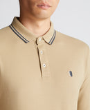 Branded Long Sleeve Polo - Stone