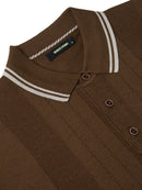 Long Sleeve Knit Polo - Brown