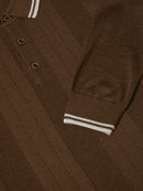 Long Sleeve Knit Polo - Brown