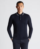 Long Sleeve Knit Polo - Navy1