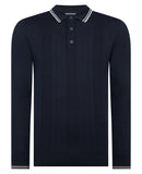 Long Sleeve Knit Polo - Navy1