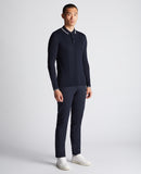 Long Sleeve Knit Polo - Navy1