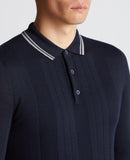 Long Sleeve Knit Polo - Navy1