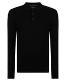 Long Sleeve Knitted Polo - Black