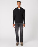 Long Sleeve Knitted Polo - Black