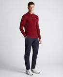 Long Sleeve Knitted Polo - Maroon