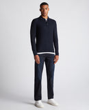 Long Sleeve Knitted Polo - Navy1