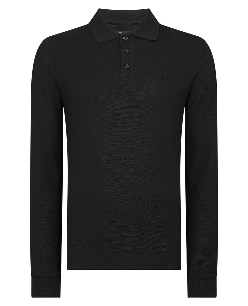 Long Sleeve Polo Shirt - Black