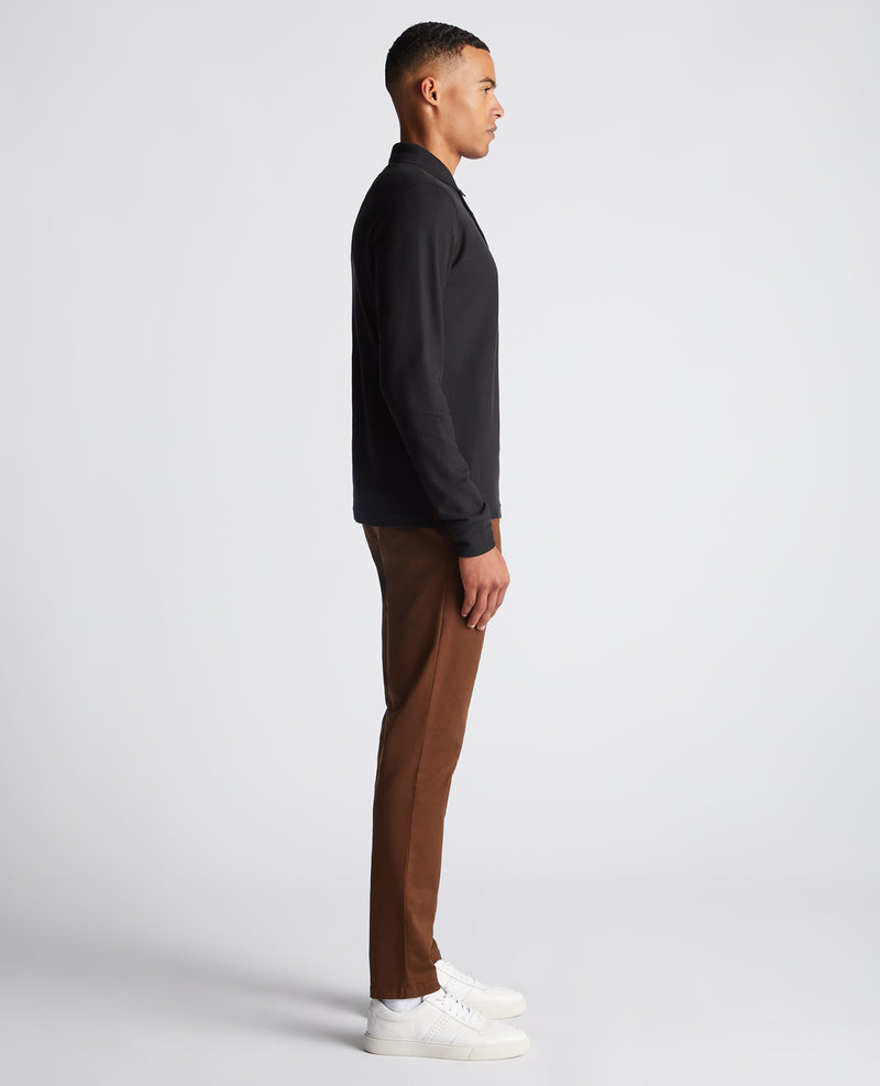 Long Sleeve Polo Shirt - Black