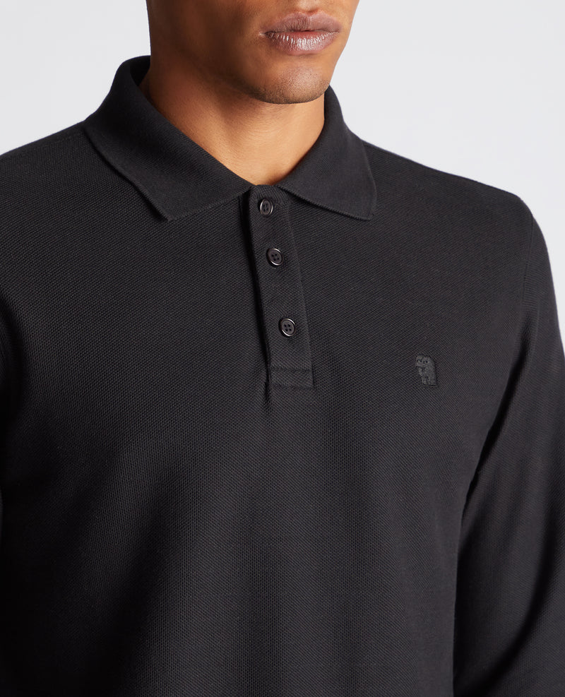 Long Sleeve Polo Shirt - Black