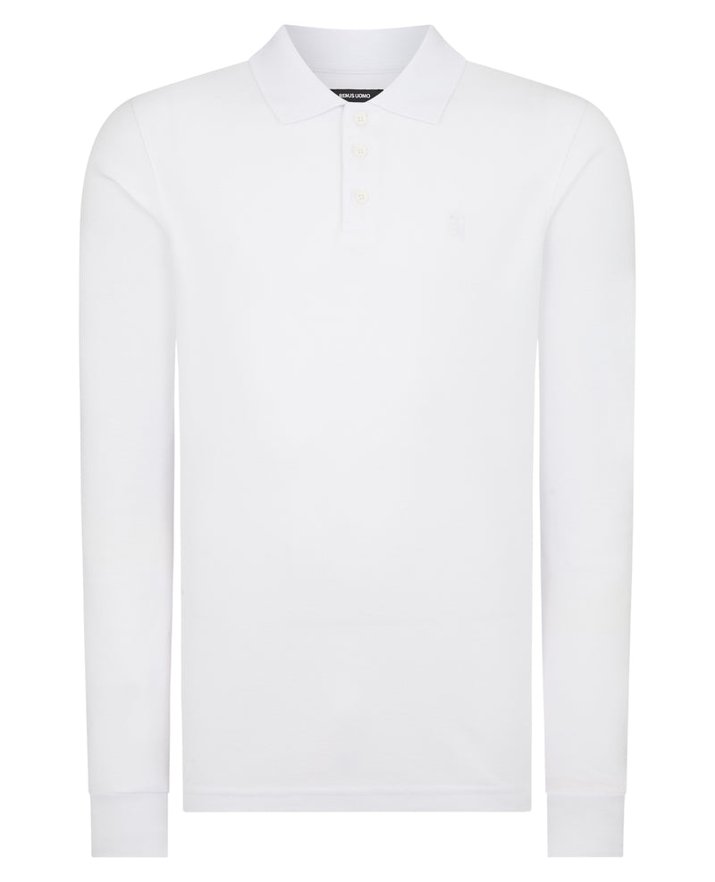 Long Sleeve Polo Shirt - White