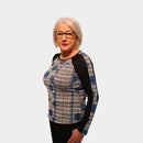 Stripe & Circle Round Neck Jumper - Royal/black