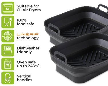 2 Rectangular Foldable Air Fryer Trays