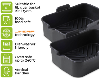 2 Rectangular Solid Air Fryer Trays