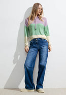 Cosy Colour Block Hoodie - Celery Green Melange