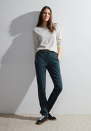 Tracey Zipper Detail Trouser - Petrol Blue