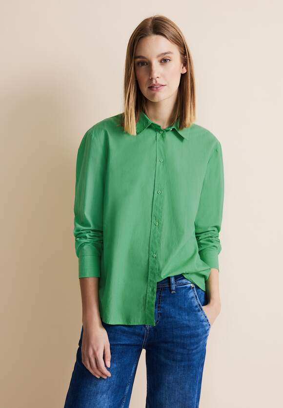 Striped Shirt Collar Blouse - Fresh Spring Green