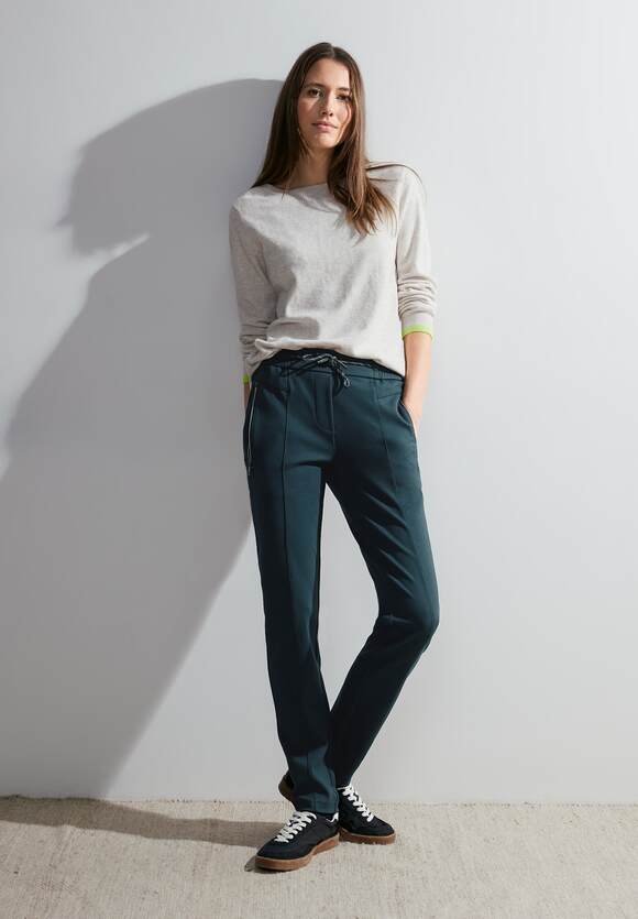 Tracey Zipper Detail Trouser - Petrol Blue