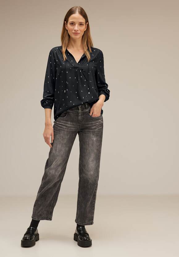 One Frill Tunic Blouse - Black