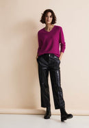 V-Neck Sweater - Purple/pink Melange