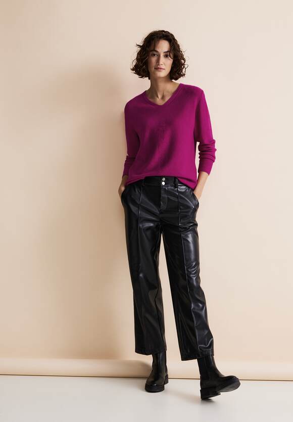 V-Neck Sweater - Purple/pink Melange