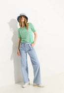 Lena New Stripe Top - Fresh Apple Green