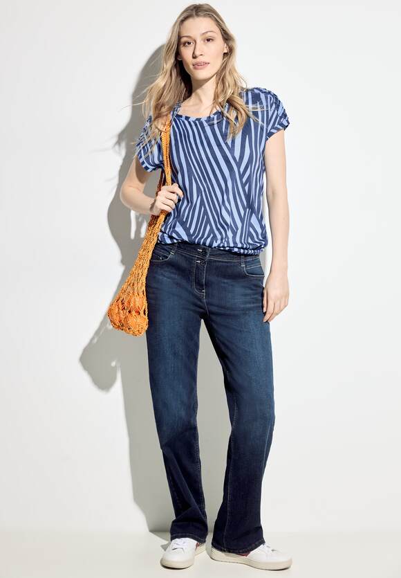 Aop Shoulder Detail T-Shirt - Soft Light Blue