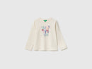 Girl Puffy Print Long Sleeve T-Shirt - Cream
