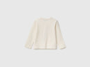 Girl Puffy Print Long Sleeve T-Shirt - Cream