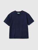 Loose Fit Round Neck T-Shirt - Navy