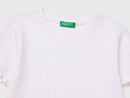 Wavy Hem Ribbed T-Shirt - White