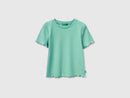 Wavy Hem Ribbed T-Shirt - Aqua