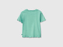 Wavy Hem Ribbed T-Shirt - Aqua