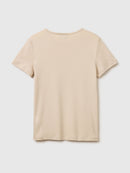 Slim Fit Round Neck T-Shirt - Beige