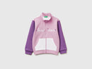 Girls Zip Up Sweatshirt - Pink/cream