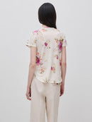 Linen Blend Floral T-Shirt - Floral