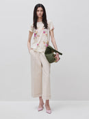 Linen Blend Floral T-Shirt - Floral