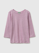Linen Boatneck T-Shirt - Pink