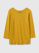 Linen Boatneck T-Shirt - Mustard
