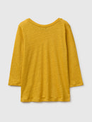 Linen Boatneck T-Shirt - Mustard