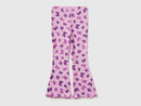 Girls Ribbed Print Flared Leggings - Lilac/purple
